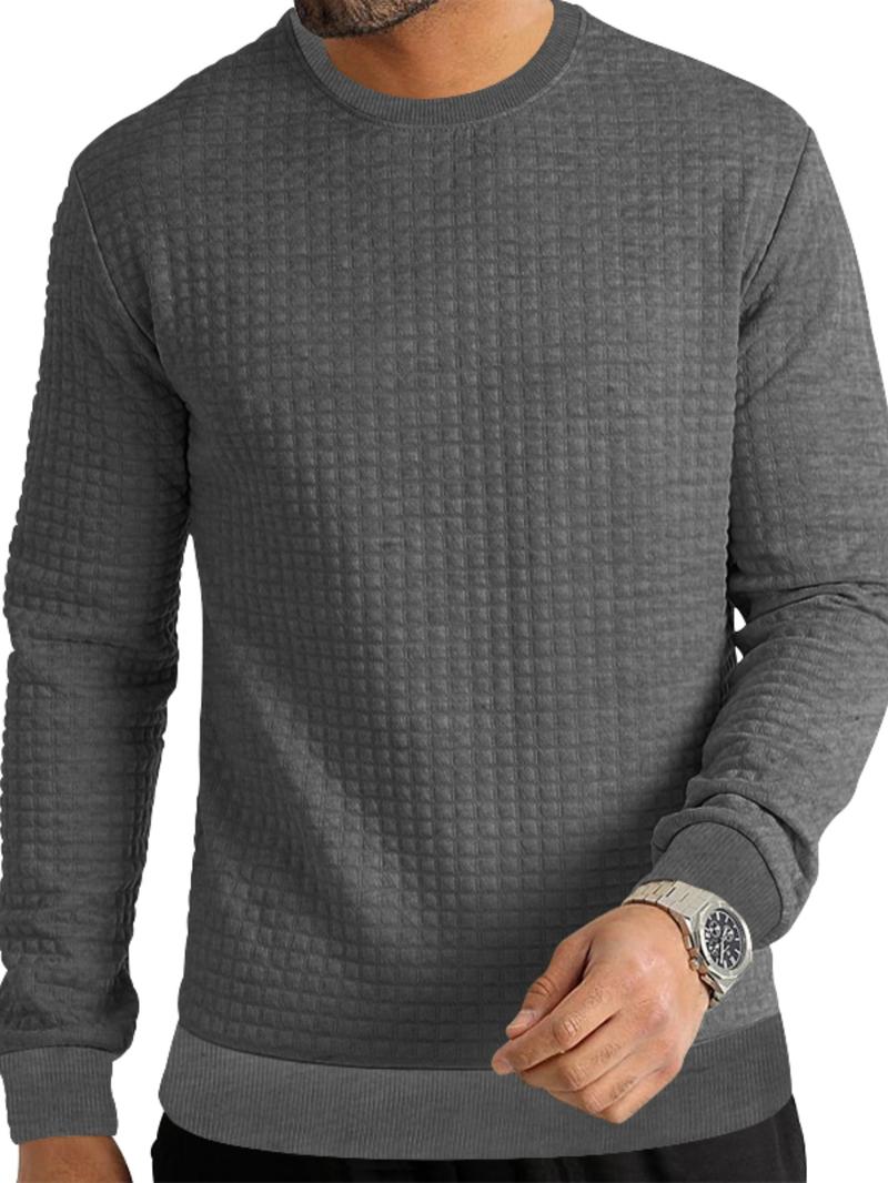 Men's Regular Fit Plain Long Sleeve Tee, Casual Comfy Crew Neck T-shirt for Spring & Fall, Fashion Men's Top for Daily Wear