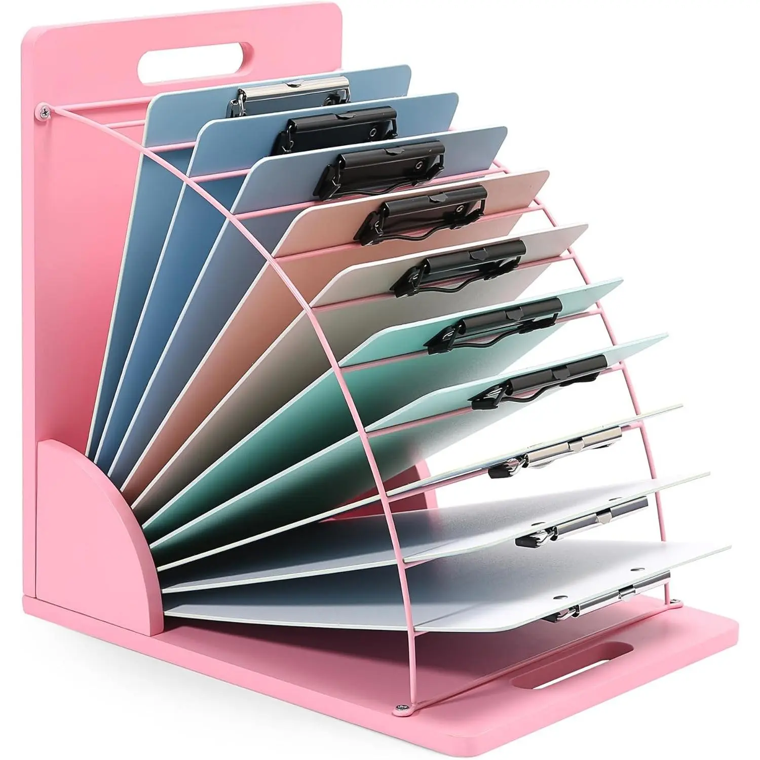 Clipboard Holder - 12 Layer Clipboard Storage Rack, Wooden Clipboards Organizer with Sturdy Metal Shelf for Classroom Office Desk Accessories Essentials Supplies Workshop Teacher Must Haves