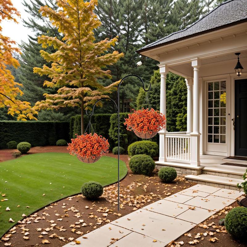 8 packs Artificial Flowers for Outdoor Decoration, Artificial Potted Flower, Faux Daisy Flowers for Fall Decor,Realistic Eucalyptus Leaves Silk Mums Fake Plants for Garden Pot,Front Porch,Courtyard,Patio,Lawn