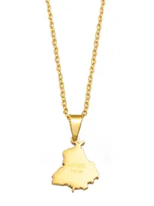 1Piece India Punjab Map Pendant Necklaces Stainless Steel Jewelry Women