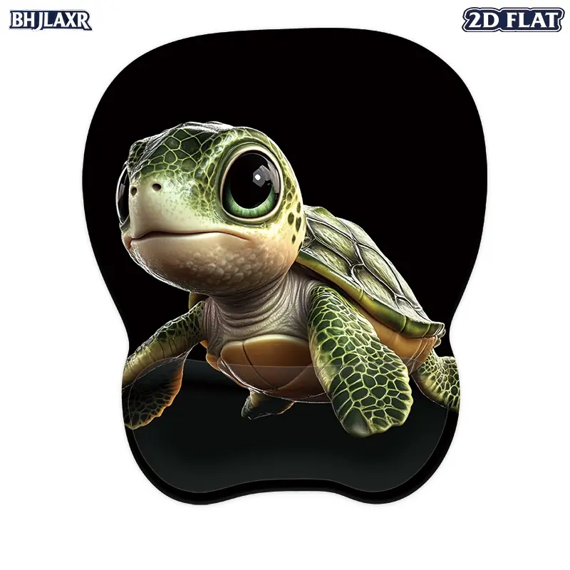 1Pc 2D Flat Ergonomic Mouse Pad with Wrist Support, Cute Cartoon Baby Turtle Design, Soft Comfortable Wrist Cushion for Gaming, Non-Slip Base Mouse Wrist Rest, Aesthetic Desk Decor, Unique Gift