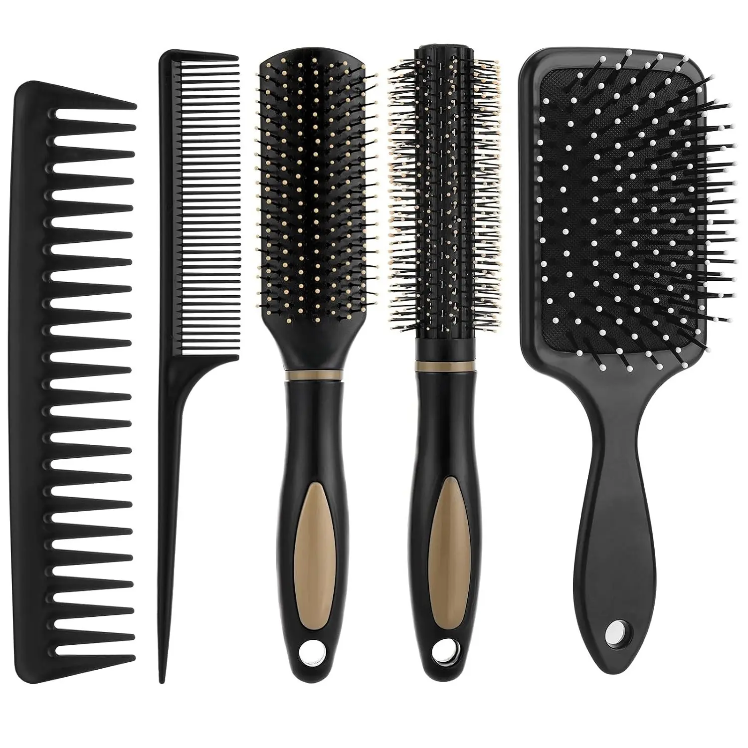 5Pcs Hair Brush Set Detangler Comb for Men & Women, Wet Dry Curly Straight HairGift