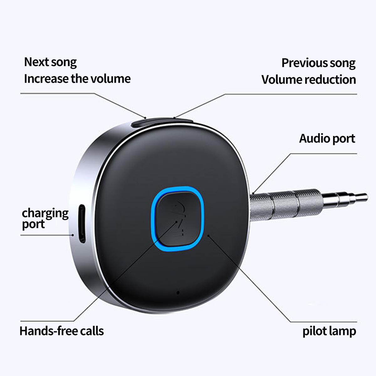 Car Bluetooth Receiver, Noise Cancelling 3.5mm Bluetooth Car Adapter, Wireless Audio Receiver for Home Stereo/Wired Headsets, Hands-Free Calling
