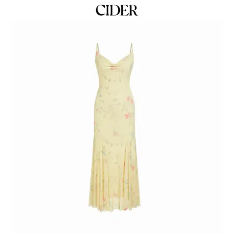 Cider Mesh Sweetheart Floral A-line Maxi Dress