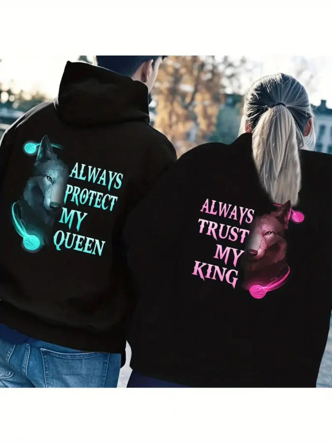 1pc Couple Print Couple Outfit Casual Hoodie With Pocket, Fashion Athletic Sweatshirt, Comfortable For Hoodies, Fall Winter