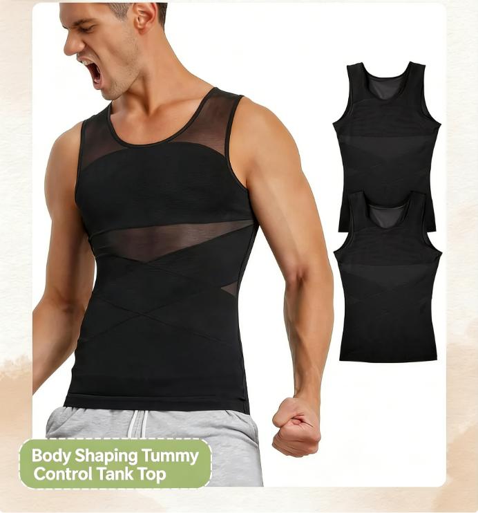 Men's Slimming Vest High-Elastic Mesh Thin Chest Shaper Tummy Control Top
