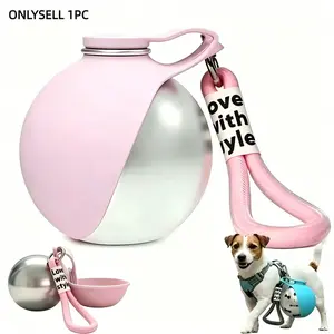 2-In-1 Portable Dog Water Bottle, Foldable Silicone Bowl, BPA-Free Stainless Steel Pet Water Jug, Leak-Proof Travel Hydrator (10oz, )