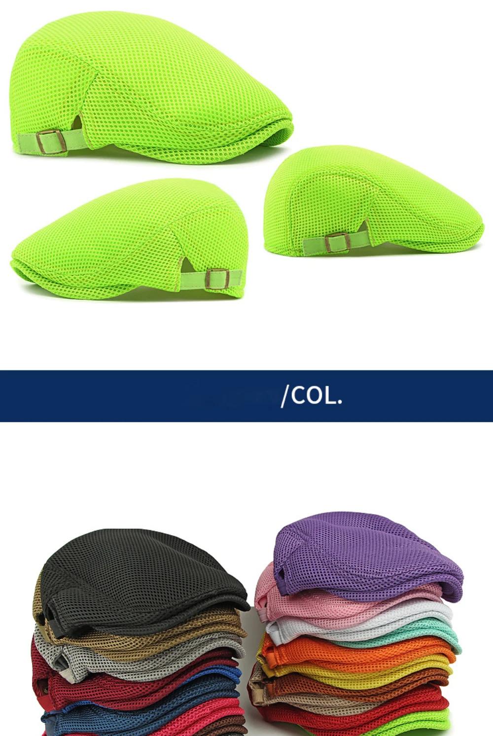 HT4775 Beret Cap Spring Summer Mesh Cap Breathable Sun Hat Women Artist Painter Beret Hat Male Female Ivy Flat Cap Mens Berets