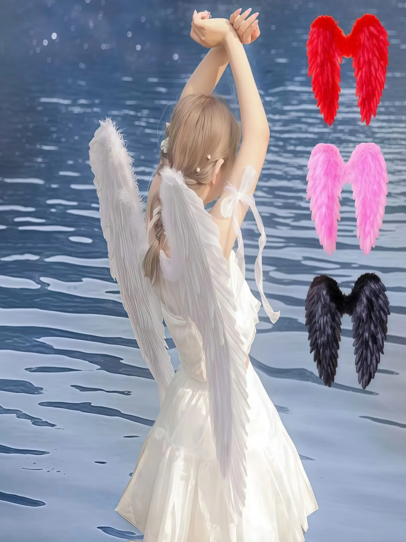 Angel Feather Wings for Halloween Party Decor, Multiple Colors and Sizes, Scene Decoration, Adult Fashion Show Costume, DIY Party Props