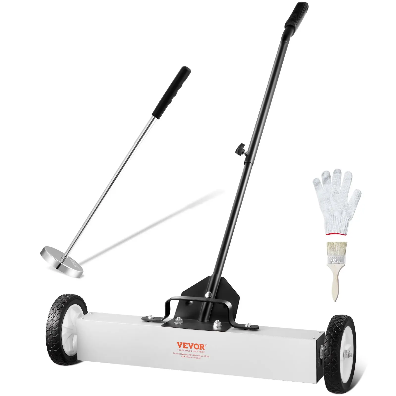 【DealsForYouDays】VEVOR 24-Inch Magnetic Sweeper with Wheels, 50 lbs Capacity, with Telescoping Magnetic Pickup Tool, Adjustable Handle, Magnetic Pickup Sweeper to Pick Up Nails and Screws, for Workshop, Garage, Yard