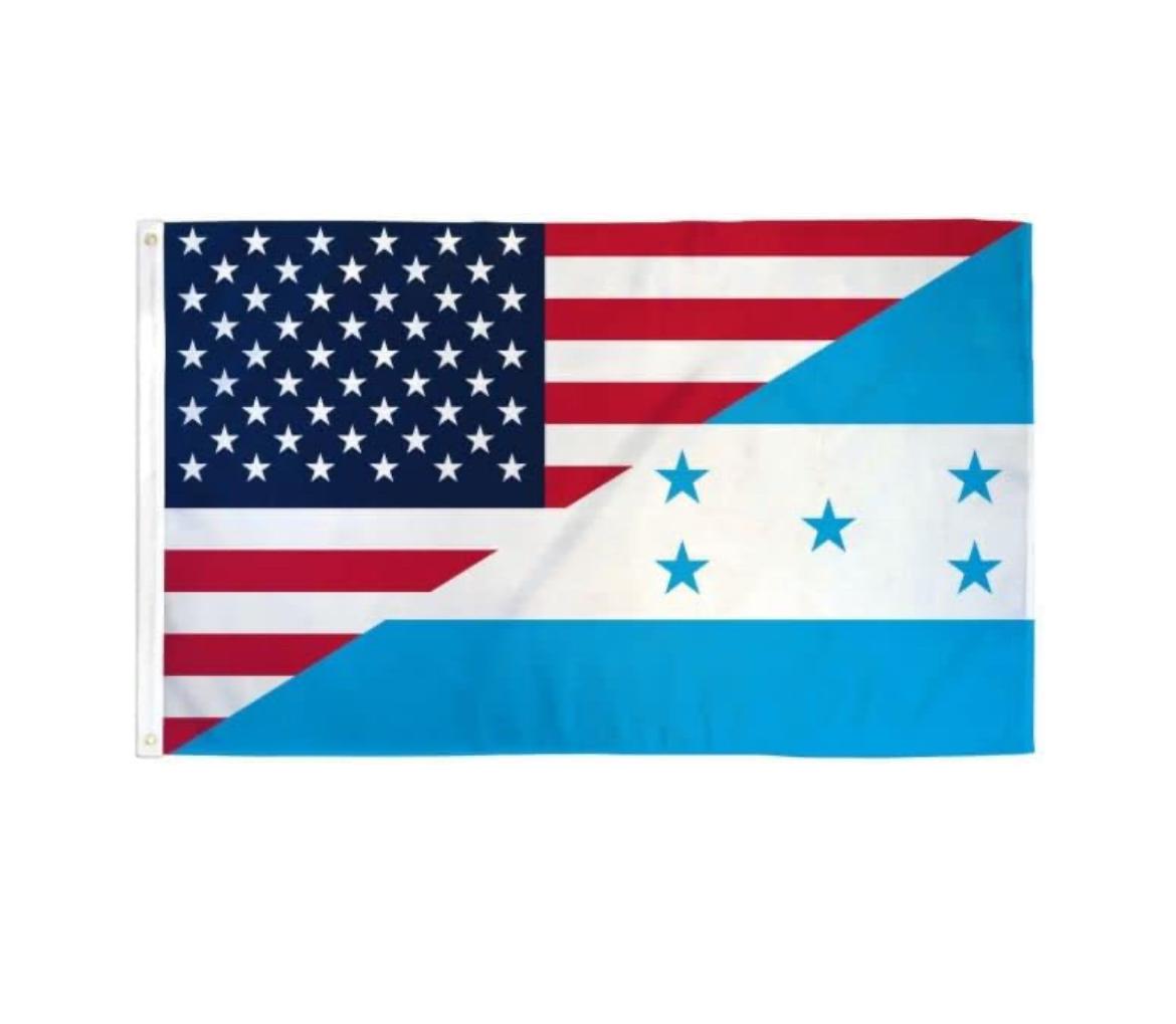 USA and Honduras Combined Flag 3x5 Ft, Christmas Flag for Home Decoration, Indoor and Outdoor, All Season Decoration