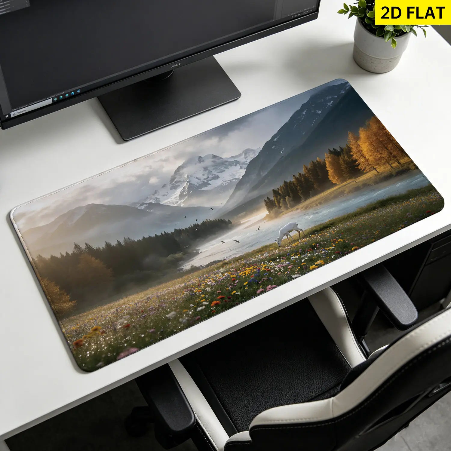 Multi-Size Mountain Scene Mouse Pad with Rubber Base, Non-Slip, Lock Edge, Washable, Desktop Protection & Decoration, Precision Move Support for Office Home, Gift for Gaming Users, Mouse Support