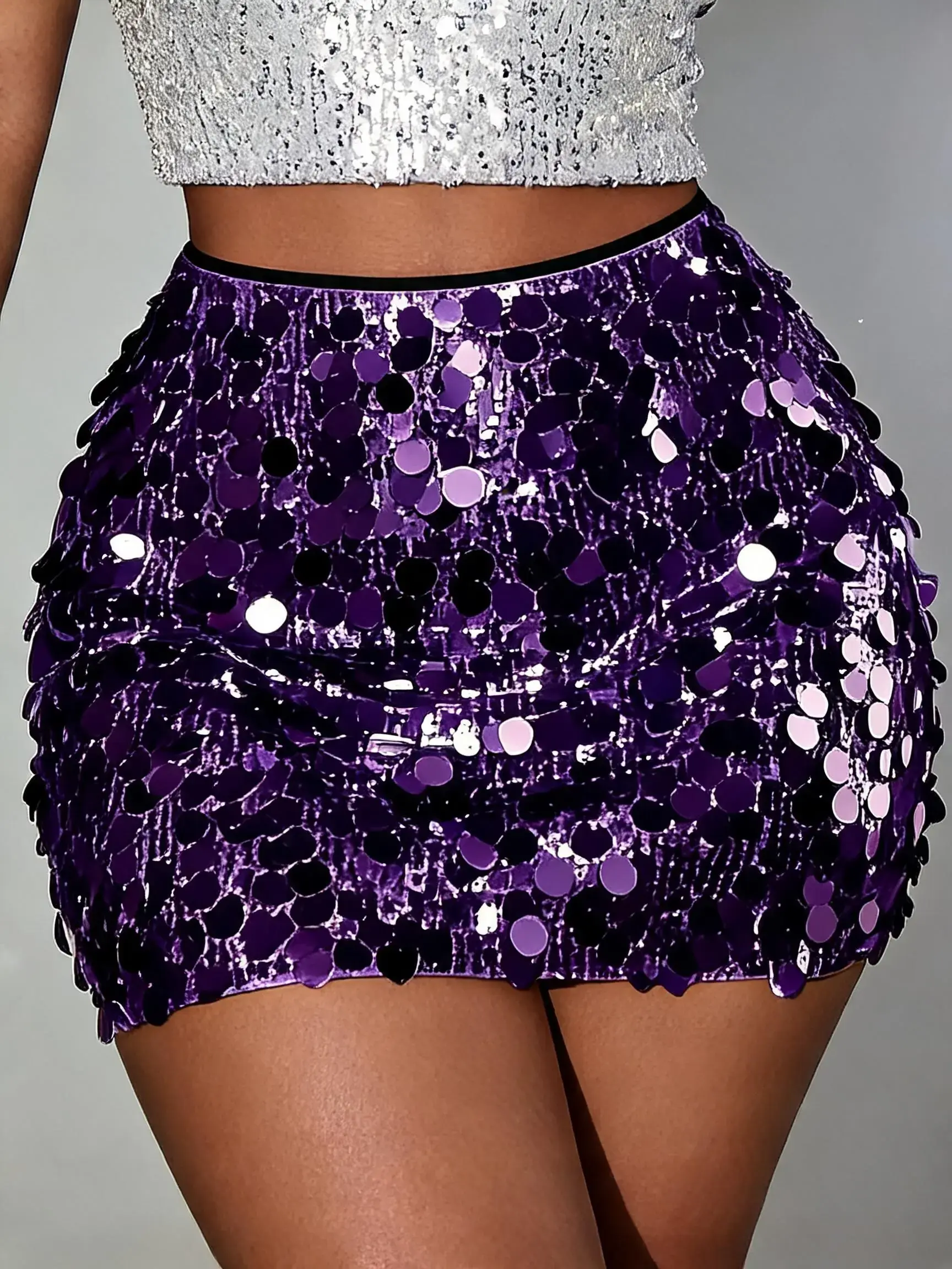 Christmas New Arrival, 2026 New Style Sexy Glitter Sequin Mini Skirt for Holiday Parties Christmas & Halloween Hottie Clubwear, Dance clothing Style, Multi-layer Sequin Slim-Fit Bodycon Mini Skirt, Perfect for Halloween, Christmas