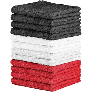 100% Cotton Wash Cloth Set - Pack of 12 Flannel Face Cloths, Highly Absorbent and Soft Feel Fingertip Towels