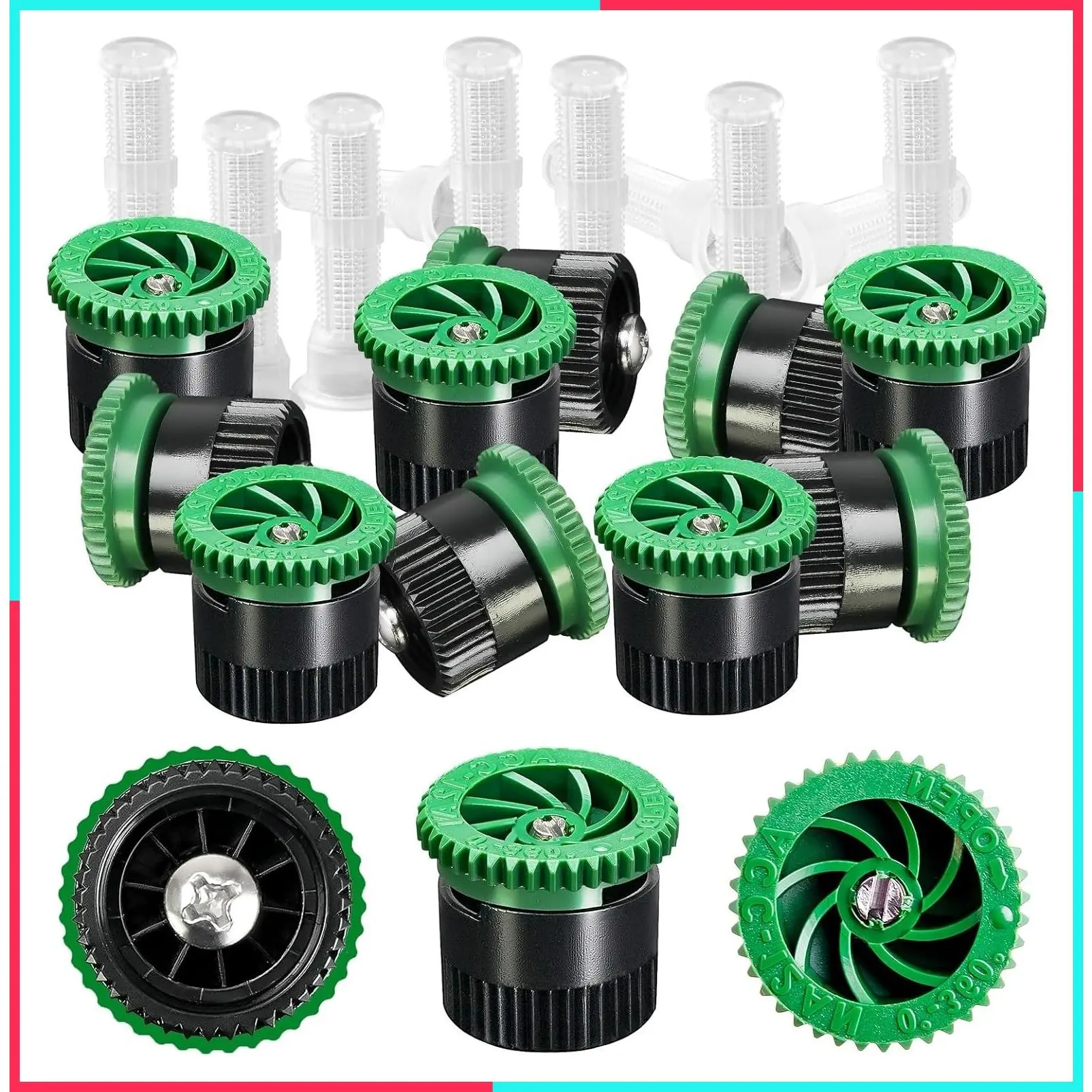 10 Pack Variable Arc Nozzle Pop-Up Sprinkler Head Replacements, 360 Degree Adjustable Spray Heads Compatible with Most Pop Up Sprinklers for Garden Lawn Irrigation (12AN)