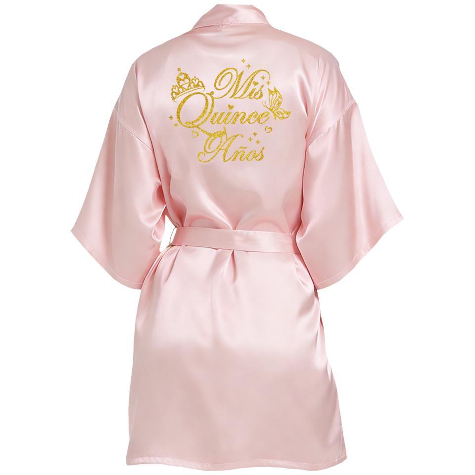 Mis Quince Años Quinceañera Robe Birthday Party Bathrobe Elegant Girls Celebration Gown for 15th Anniversary Ceremony
