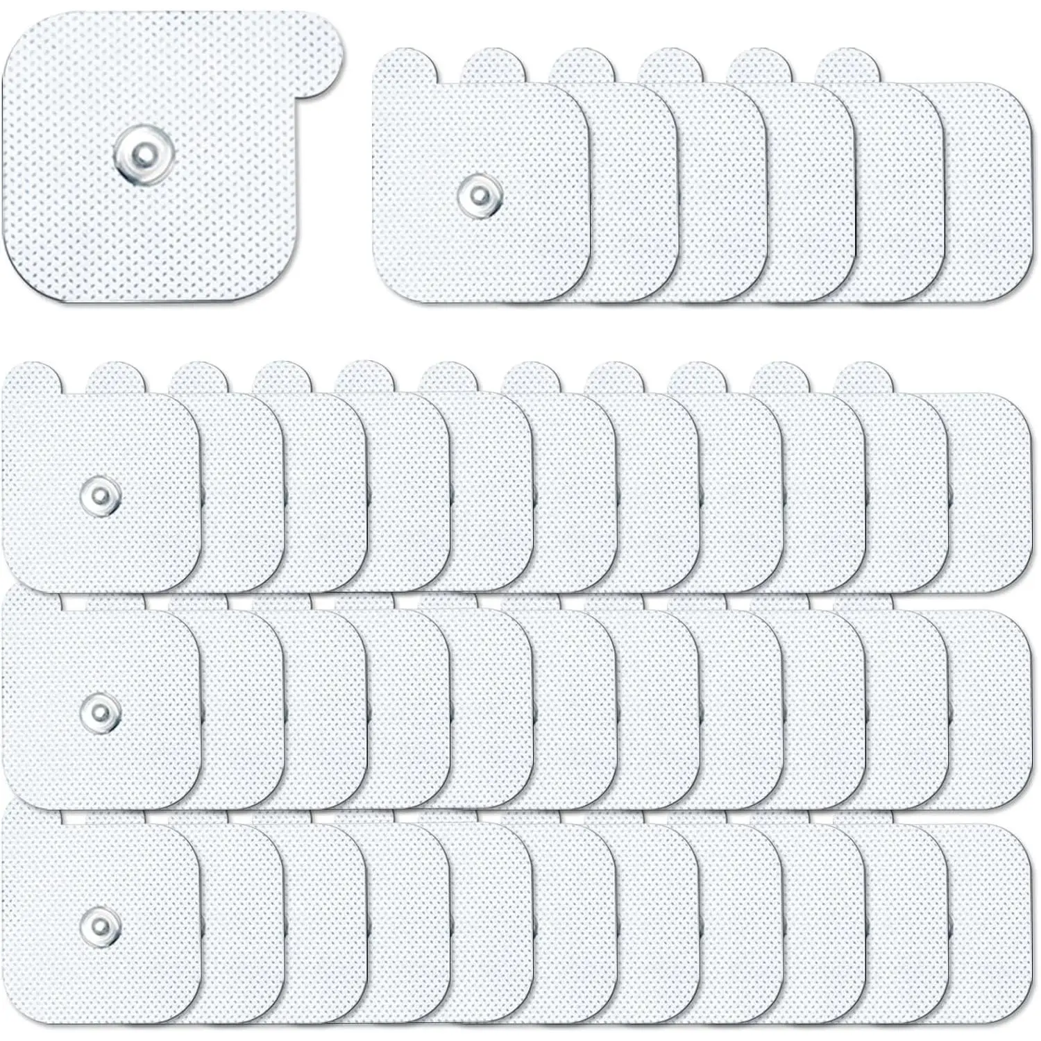 TENS Unit Replacement Pads, 40 PCS Reusable Adhesive Electrodes, Compatible with Most Muscle Stimulator Machines, Standard 3.5mm Snap-On Connector, 2" X 2"
