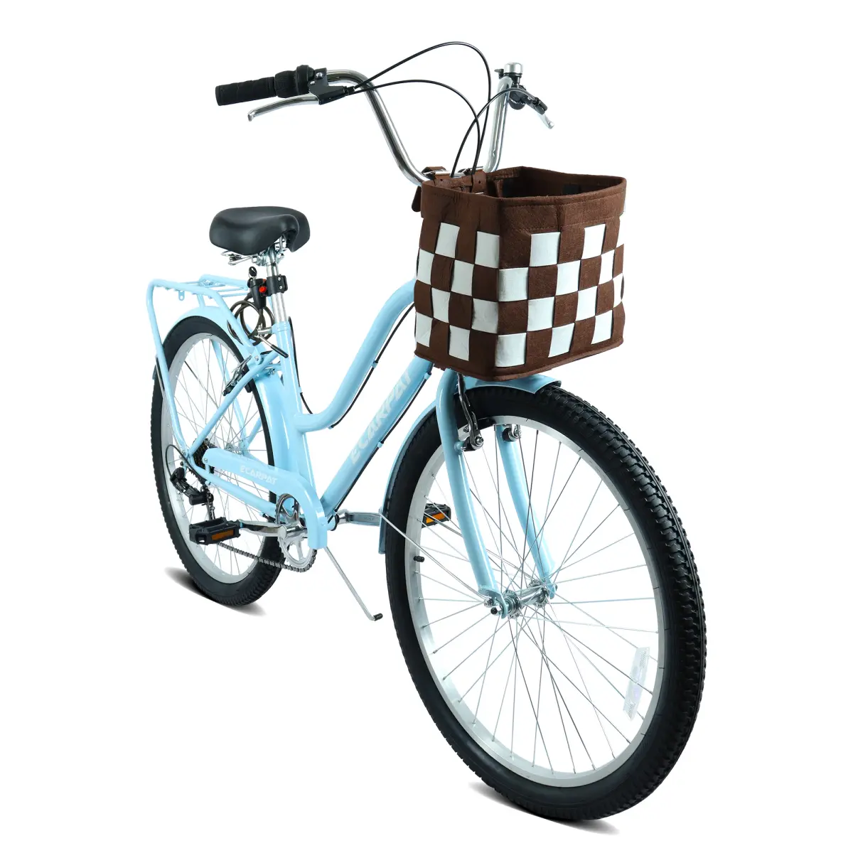 Aobtkel26 Inch 7-Speed City Commuter Bike with Lock & Detachable Basket High-Tensile Steel Frame, Lightweight Alloy Wheels & V-Brakes Multiple Colors for Urban Riding