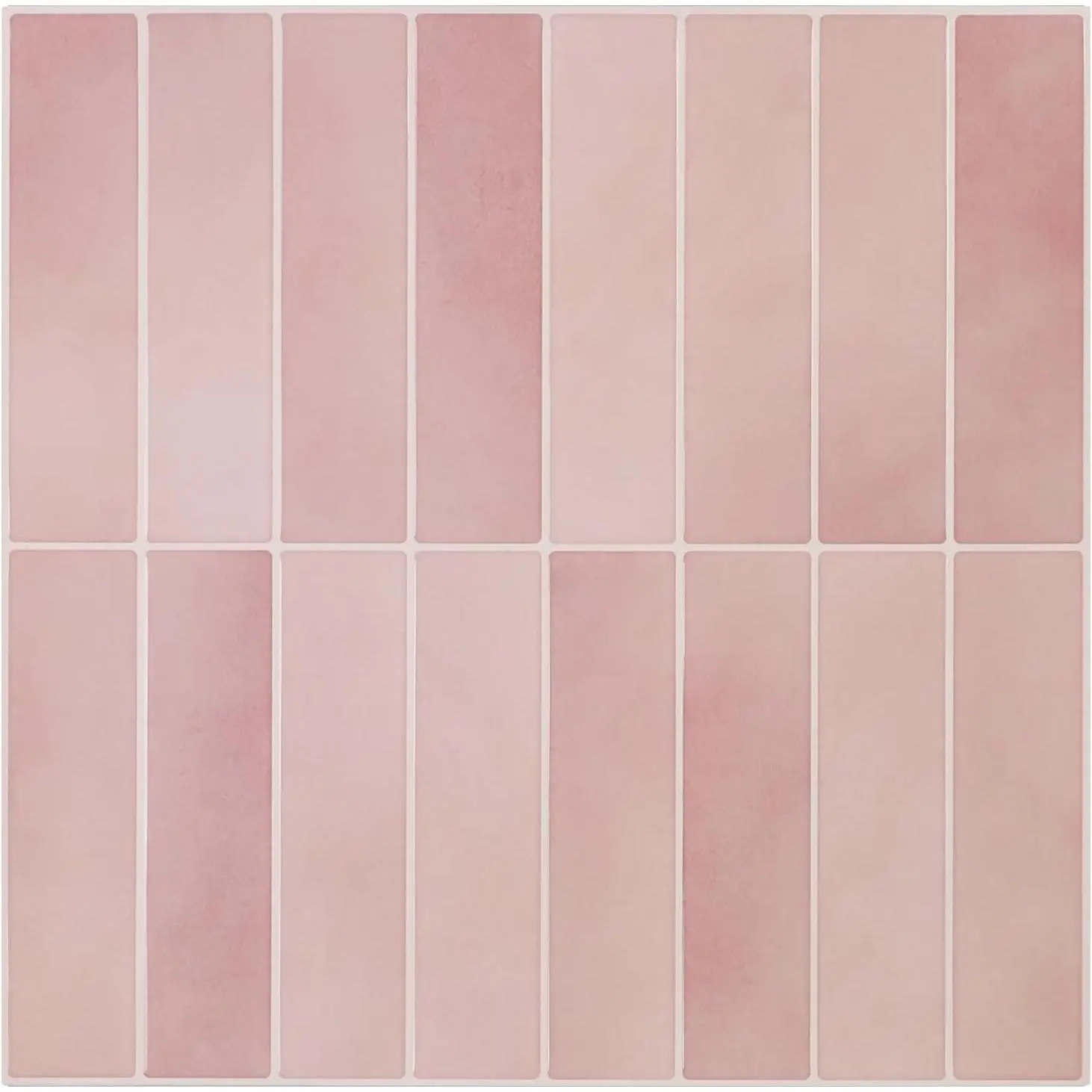 Muted Pink Peel and Stick Backsplash Tiles, 10-Sheet Spanish Handmade Glossy Tile for Kitchen, Self Adhesive Wall Tile with Thin & Lightweight Design 12"×12", Total 10 sq.ft