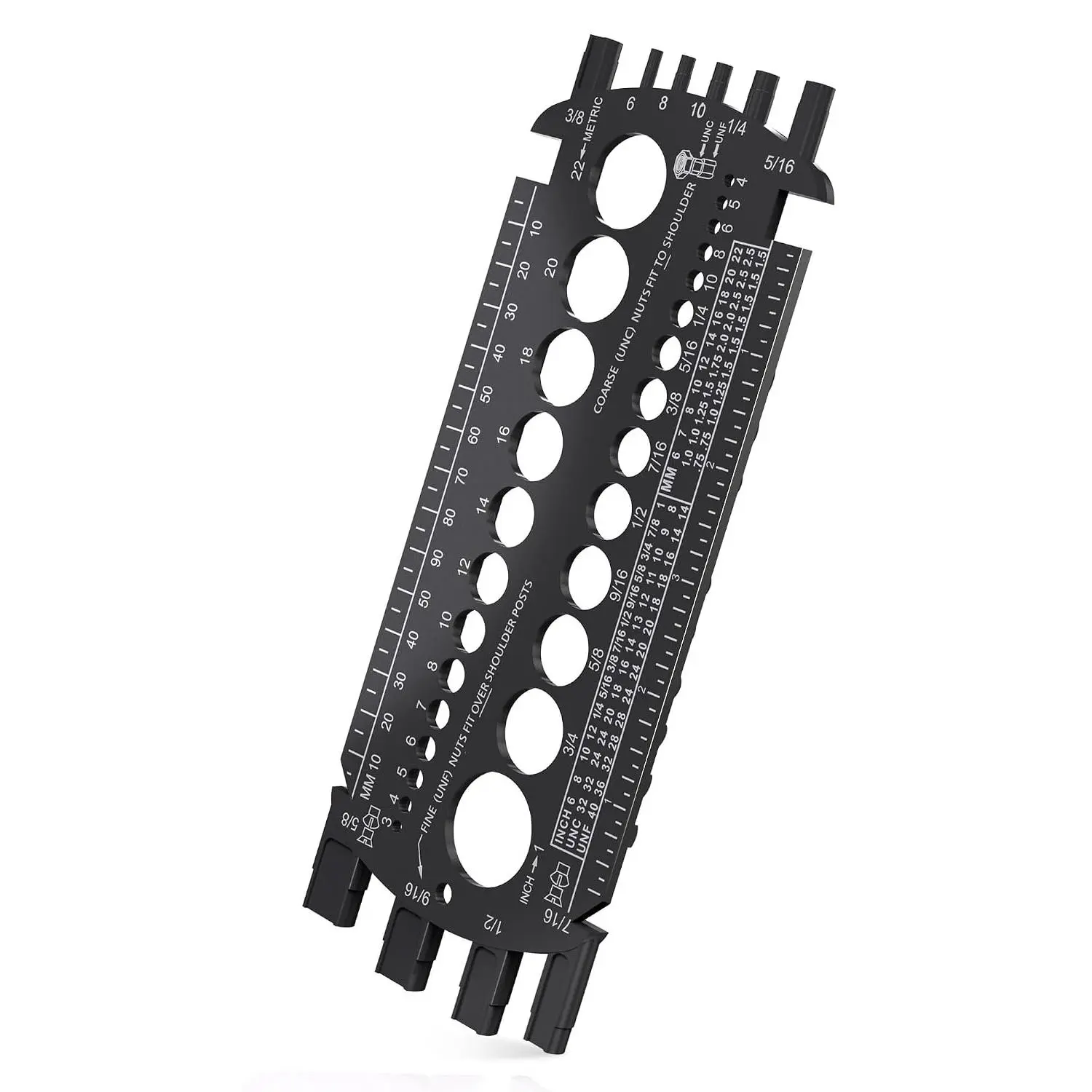 Bolt Gauge (Metric and SAE), Bolt Sizer for  Sizing Nuts and , Plastic Bolt Measuring Tool, Easy to Read Bolt Size and Thread Gauge