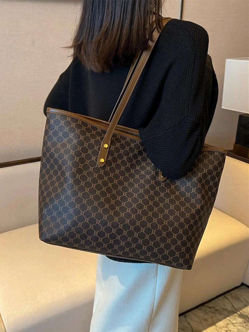 Fashionable Large Capacity Shoulder Bag, Casual Versatile Tote Bag for Women, Trendy All-match Commuter Bag for Daily Used, Handbag Shoulder Bag, Fashionable Patterned Bag