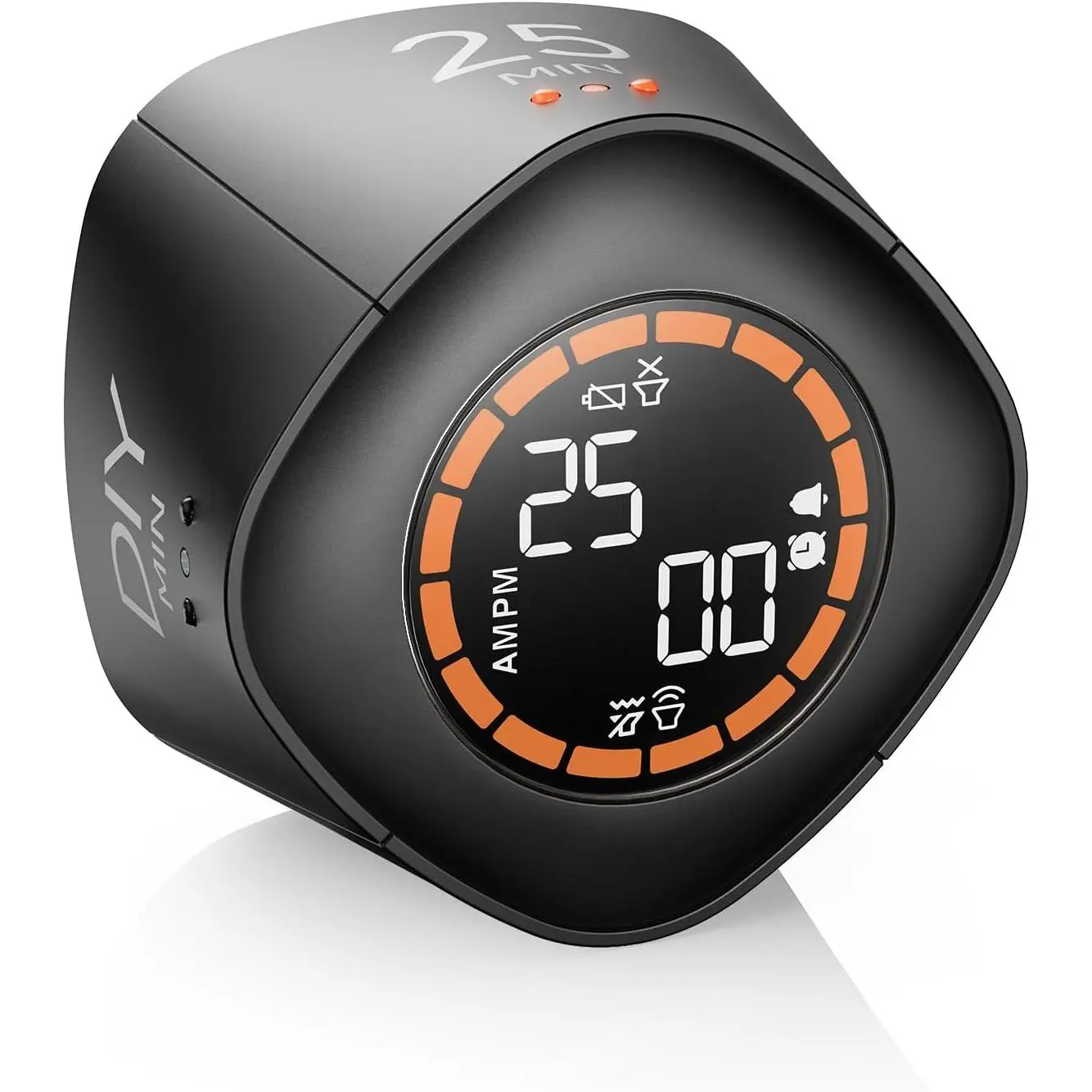 Cube Productivity Timer, 25/5/10/45 Min Presets, Desk Flip Timer for Pomodoro Study Sessions, Vibration & Custom Modes for , Work, Study & Kitchen (Black)