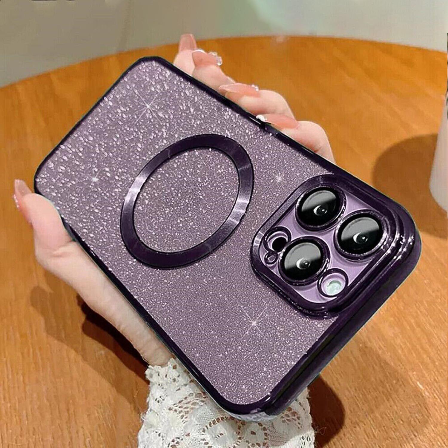 MagSafe Case For iPhone 16 Pro Max 15 14 13 Compatible with Magnetic Charging Bling Glitter Case Plating Bumper with Camera Lens Cover