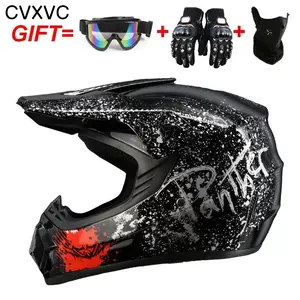 CVXVC Youth Dirt Bike Helmets DOT Approved Fashion Kids Motocross, ATV, Off-Road, Four Wheelers, BMX Motorcycle Bike Helmets (Goggles Gloves Faceshield)bike helmet women&men adult full face helmet summerwins,summerwins
