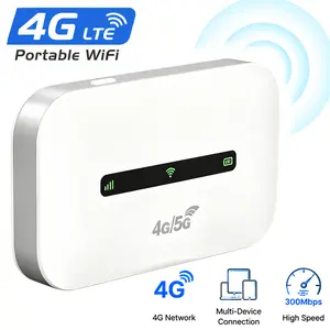 EU & UK Portable 4G LTE Pocket WiFi Hotspot Router, 300Mbps High Speed, 3000mAh Long Battery WPA3 Secure Encryption, SIM Card Slot for Travel RV Road Trips