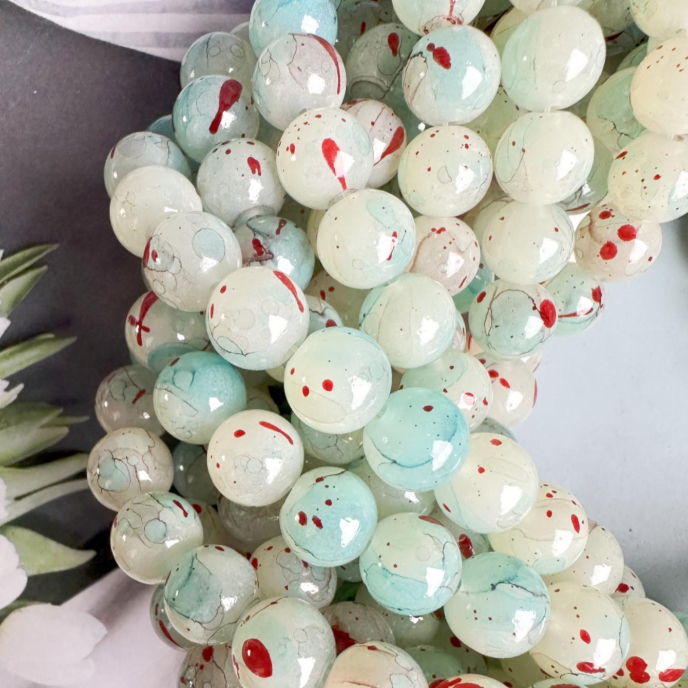 Halo Dyed Ink Premium Glass Beads for DIY Jewelry Making, 100/200pcs DIY Jewelry Accessories for Bracelet, Necklace, Earrings, Jewelry Making Supplies