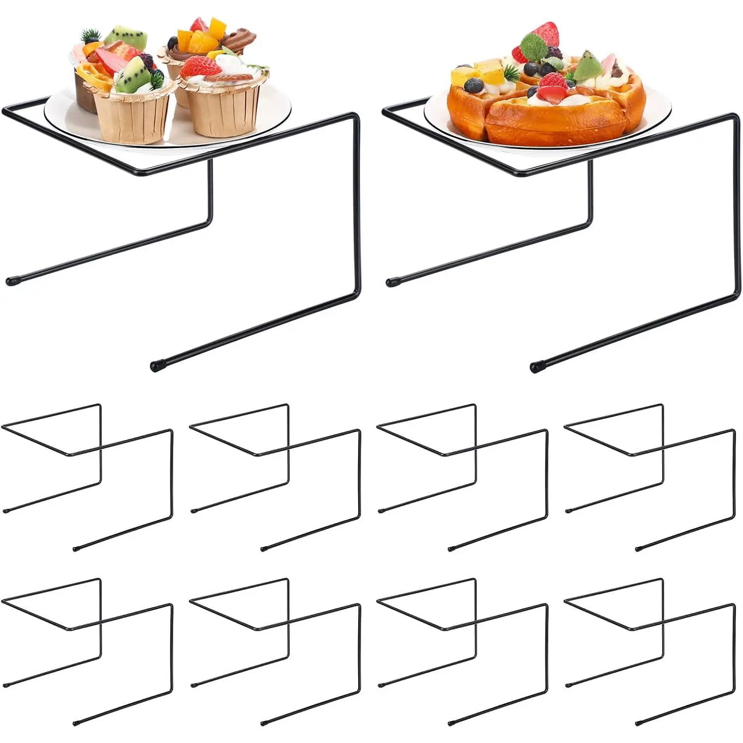 Sturdy Black Metal Pizza Stand - 10-Count 9x8x6.5" Pizza Holding Rack for Party, Buffet Restaurant Tabletop Display, Home Supplies Cake Decoration Serving Holder