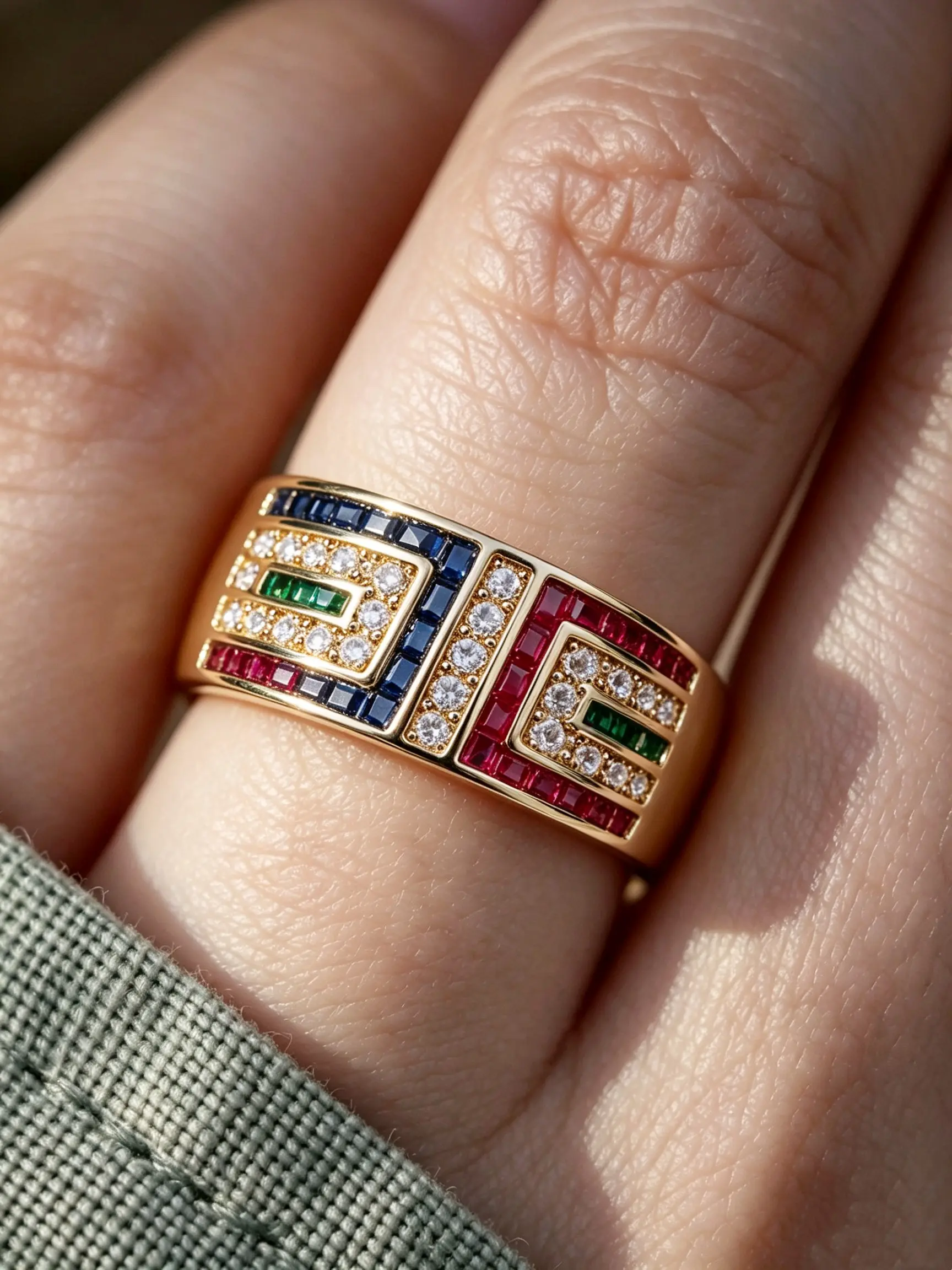 Personalized Geometric Wide Rings for Women and Man Multicolor Rhinestone Decor Stackable Infinity Band Rings Delicate Jewelry Perfect for Engagement Weddings, Daily Wear Anniversary Gift for Her