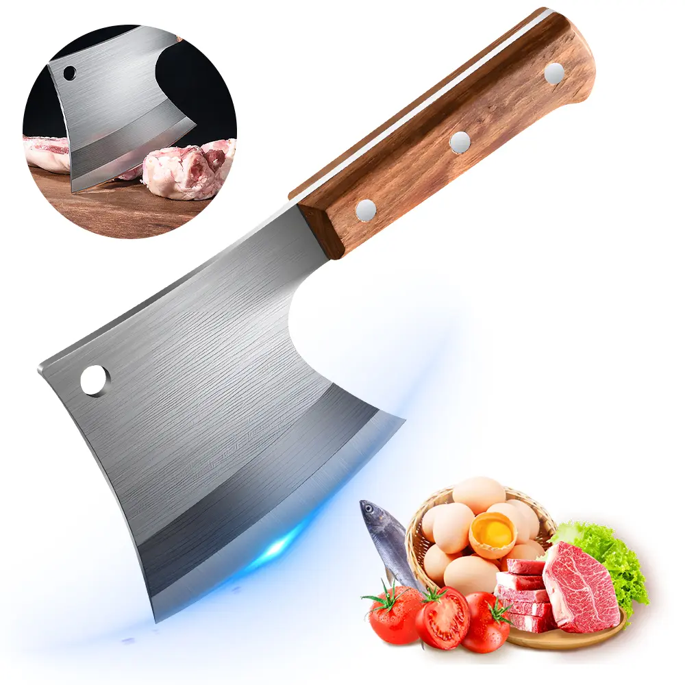Chef Knife, Meat Cleaver, Cleaver Knife, Boning Knife, Kitchen thickened knife for butchering bone-chopping knife, chopping knife with wooden handle
