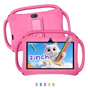 Father's Day Gift, Lightweight & Portable Kids Tablet, Rechargeable Learning Tablet, Shockproof & Durable, 7-Inch HD Screen, Parental Control, 2-in-1 Study & Online Class, 5G WiFi, Bluetooth + Dual Camera, 5 Colors (USB Cable)