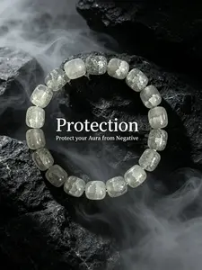 Light-colored natural stone transparent crystal bracelet for Men Women, Daily Work, Protective Spiritual Gift to Guard Your Aura Against Overwhelming Negative Vibrations