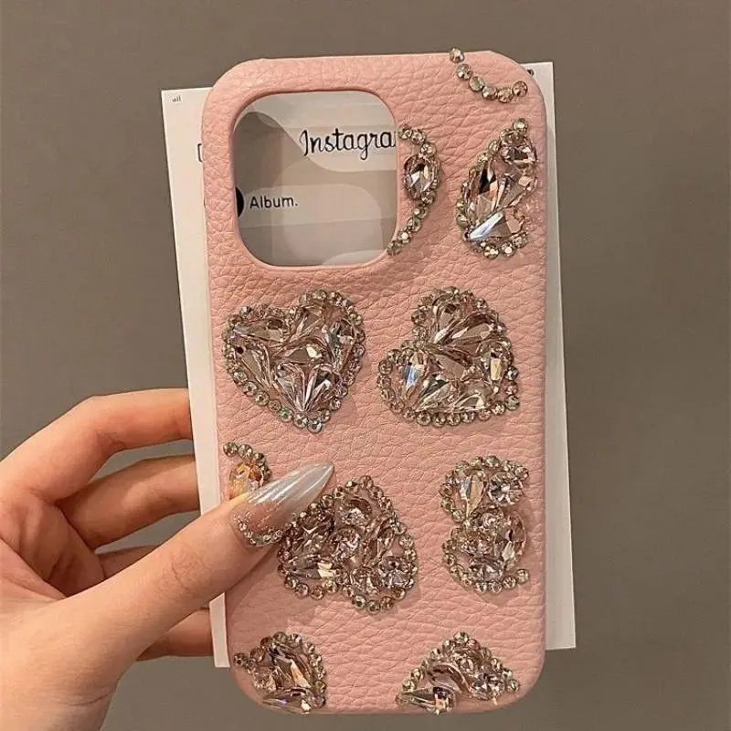 New Cartoon Hello Kitty Anime Diamond Smartphone Cover - Shockproof Handheld Protection Case for iPhone 13,14,15 Pro Max Plus,16 Pro,17, Pink Love Girls' Gift, Mobile Phone Accessory