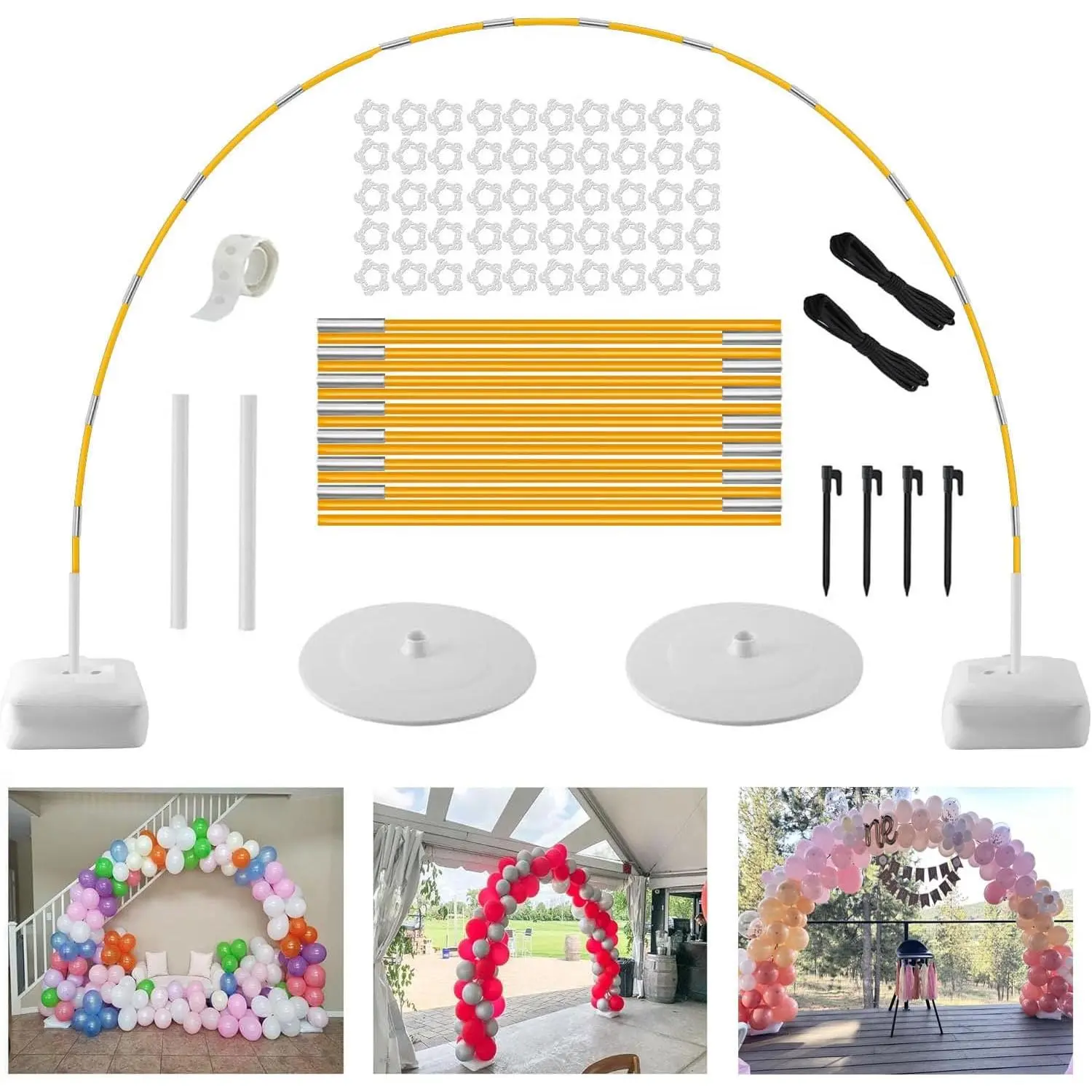 Balloon Arch, Sturdy Balloon Arch Kit, 10ft Wide & 9ft Tall Balloon Arch Stand with Fillable Bases, for Wedding, Birthday, Baby Shower, Graduation Decorations Photo Backdrop