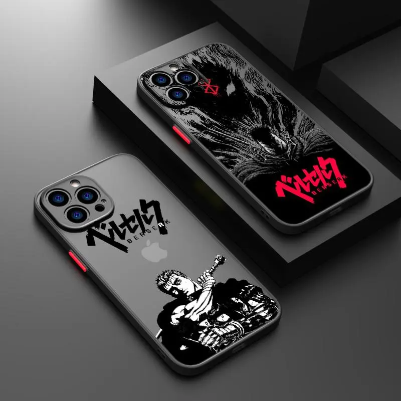 Berserk Anime Phone Case For iPhone 17 16 15 14 13 12 mini 11 XS XR X 8 7 Pro Max Plus TPU Frosted Translucent Phone Case