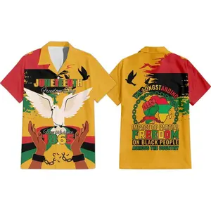 Juneteenth African American Hawaiian Shirt, African Pattern Button Up Top, Black History Freedom Day Shirt For Women Men