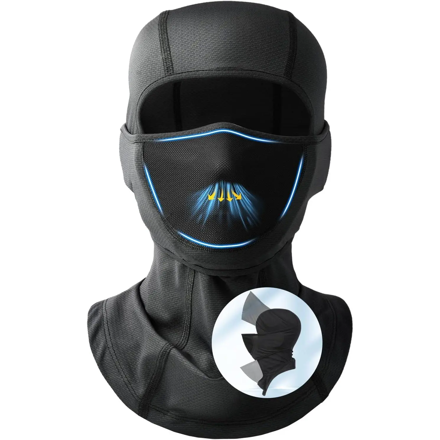 Motorcycle Protective Balaclava Ski Mask - Shiesty Face Mask with Movable Parts, Breathable Mesh, Elastic Fit, Comfortable Synthetic Material, Windproof, UV-Proof, Dust-Proof, 17*9.2In for Motorcycle/Outdoor Work (Men/Women)