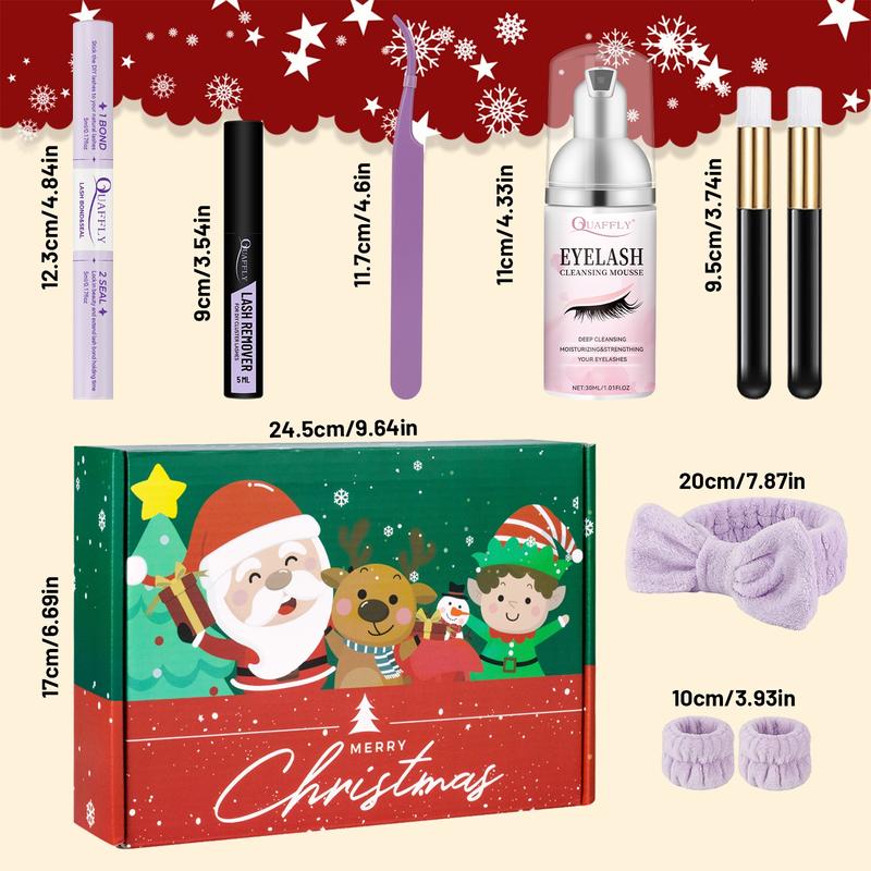 Eyelash Extension Kit, 1 Set Mixed Styles Eyelashes & Eyelash Glue & Eyelash Remover & Tweezers & Headband & Wrist Band & Lash Mousse with Brush, Eye Makeup Products, Eyelash Clusters, Eyelashes Clusters, Makeup Set