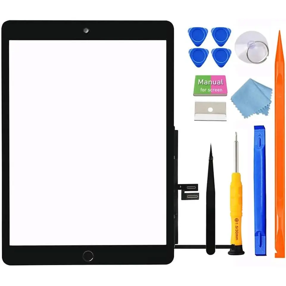 for iPad 9 (9th Generation) A2602 A2603 A2604 A2605 Screen  Digitizer  Glass Kits, for iPad 2021 9th Gen 10.2 Inch, Full Repair Sets+ Button[NO Fingerprint Reader] [NO LCD]