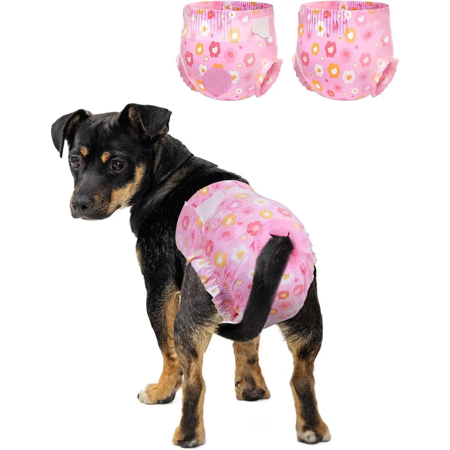 Disposable Female Dog Diapers for Doggie Cat Puppy with Adjustable Foam Tail Hole, Pink, 36S