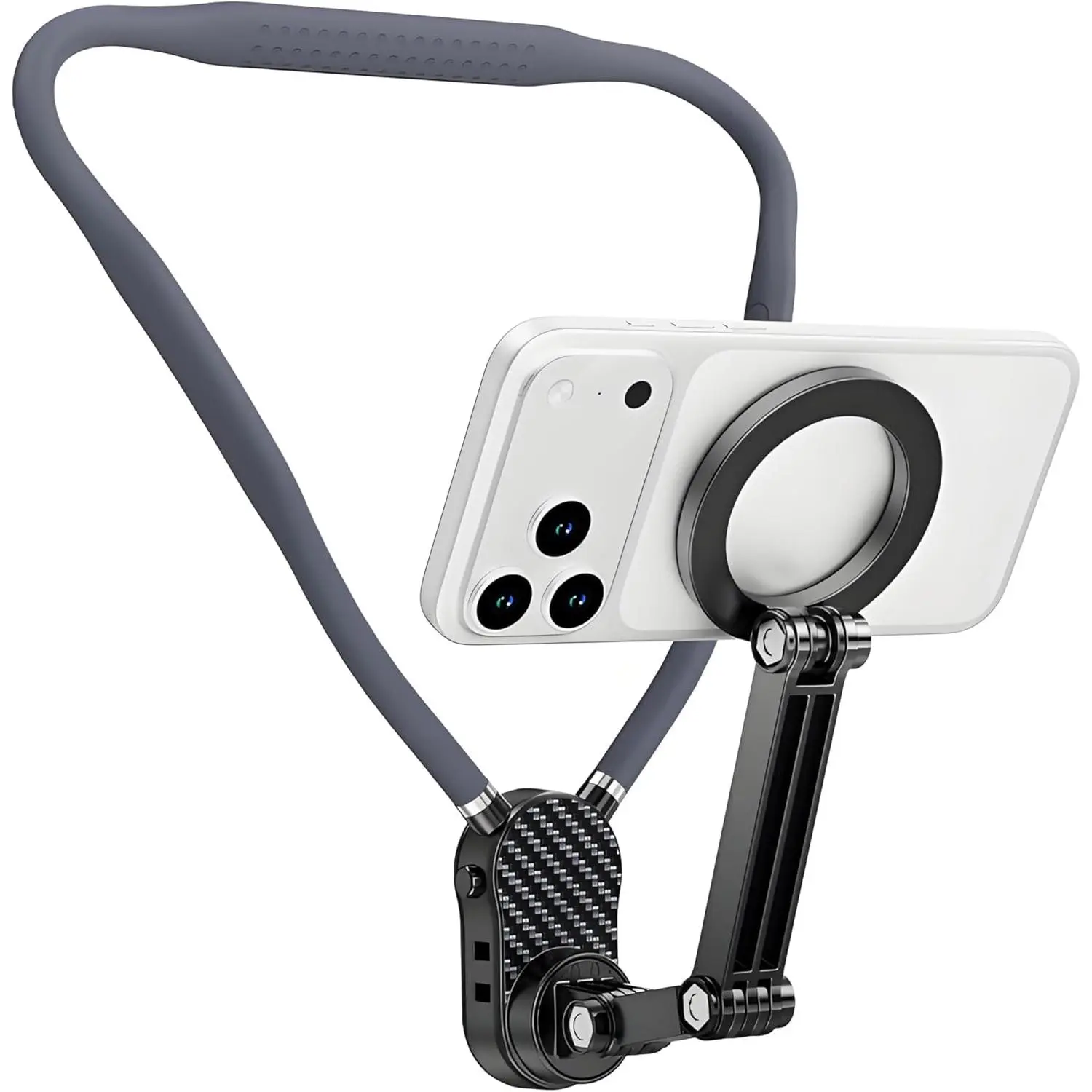 Flexible Neck Mount Phone Holder - 360° Adjustable Anti-Shake Smartphone/Cellphone/Mobile Accessories, Hands-Free POV Vlogging Stand for Action Camera, Silicone Lanyard Bracket for Outdoor Cycling, Cooking Video Filming, Compatible with iPhone Android