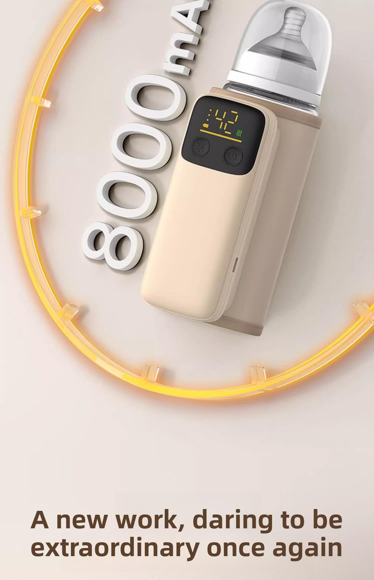 Baby bottle insulation cover with battery storage, portable for outdoor use, waterless heating, wireless constant temperature, rechargeable milk warmer