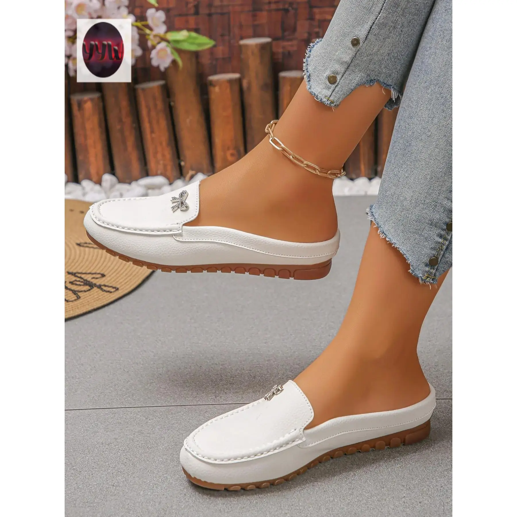 YYW1 Bow Headband Half-On Women's Shoes, Daily Commute One-Step Lazy Mule Flats, Clog Mules, Multiple Available,shoes for back to school,back to school shoes