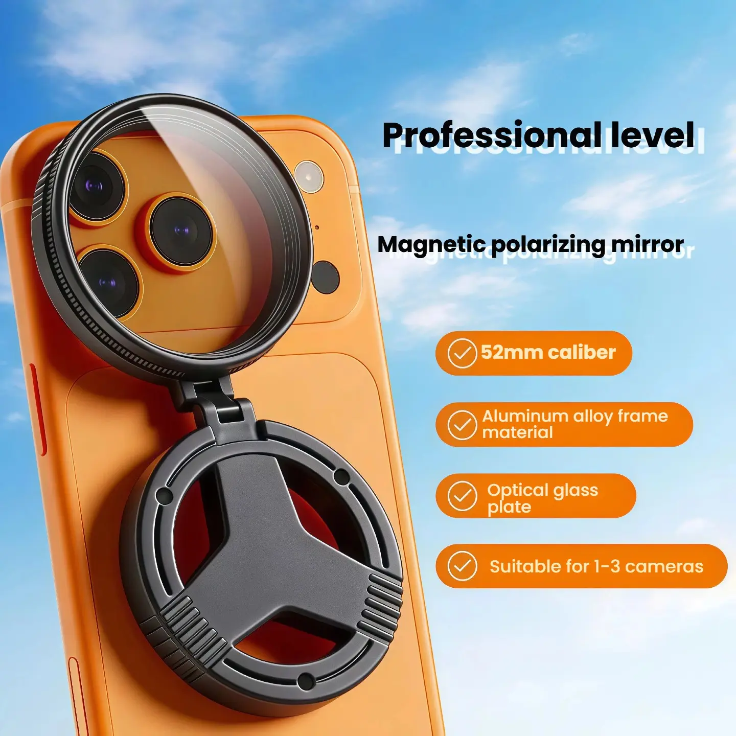 Magnetic Phone Polarizer Filter Cpl52mm, Reduces Reflections, Enhances Colors, Foldable, Essential for Mobile Photography, Mobile Lens Filter
