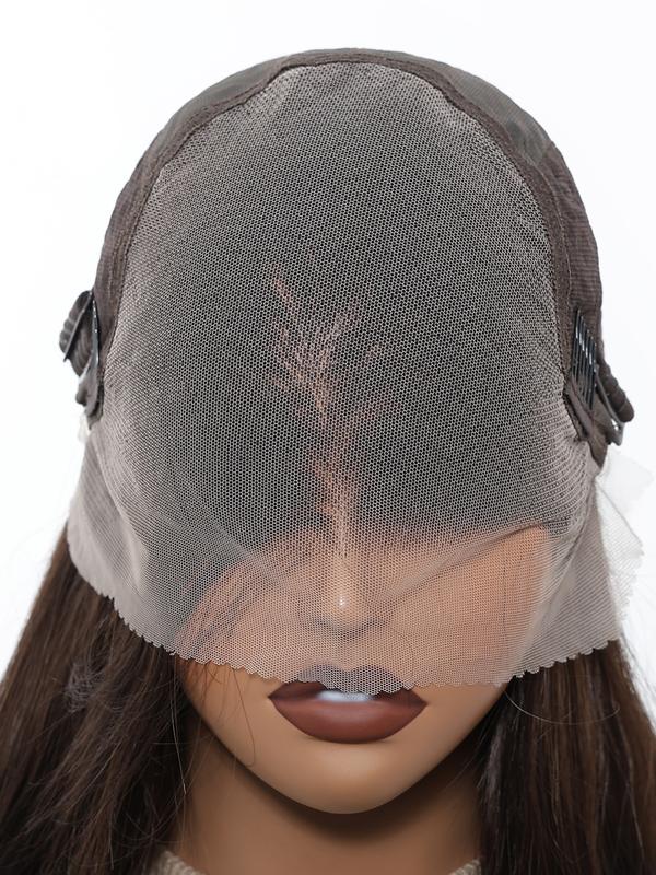 13x6 HD Transparent Lace Front Wig 22Inch Deep Brown Color Synthetic Lace Wig Glueless Lace Wig High Temperature Chemical Fiber Daily Wear&Christmas&Music Festival&Party&Halloween-Natural Look & Comfort Fit