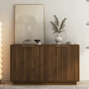 Modern Buffet Cabinet with Storage, Wood Fluted Sideboard Large Buffet with Adjustable Shelves, Credenza, Accent Cabinet Console Table