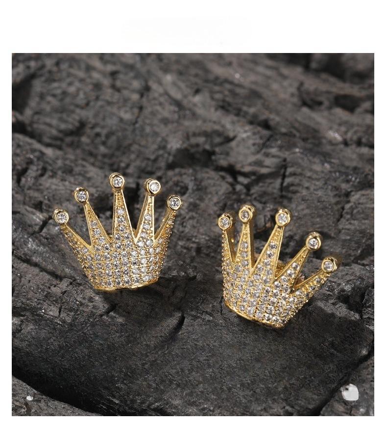 [ICE HUE]18K Gold Vacuum Plated Copper with 5A+ Sri Lanka Zircon Crown Diamond Earrings Miami Italy Mexico & Micro Inspired for Women & Men Luxury Jewelry,Daily Wear,Casual Fashion,Gift Idea,Chicano,Classic,Hip Hop,Simple,Sporty Style